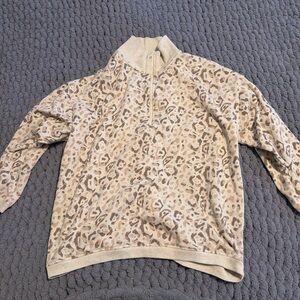 Aerie Leopard Print Sweatshirt - Cream and Brown